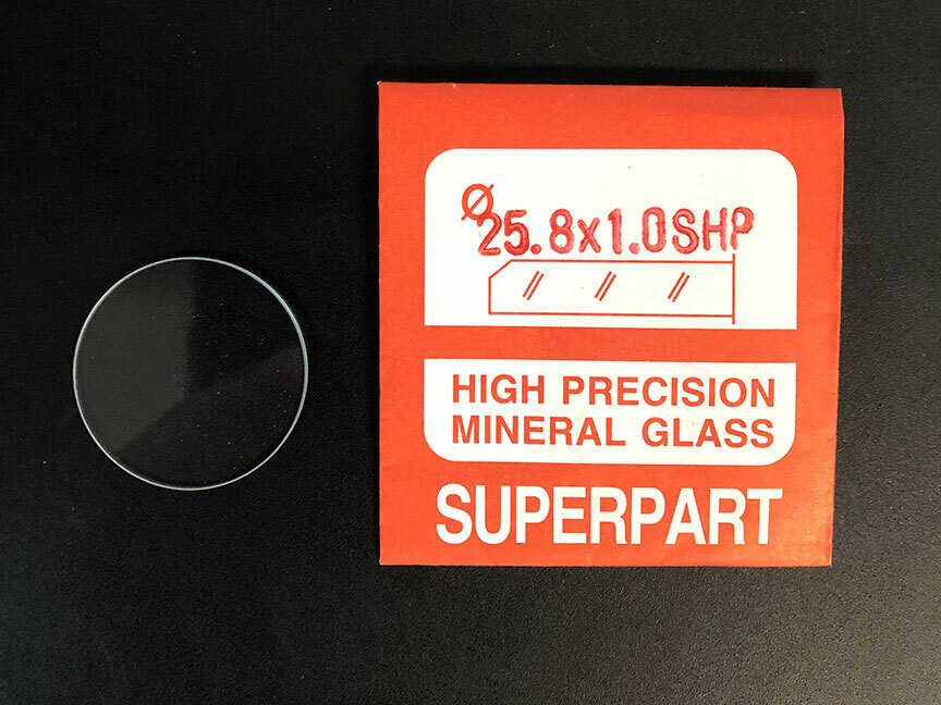 1.0mm Thick Flat Round Mineral Glass Watch Crystal 25.1mm – 26.0mm Diameter