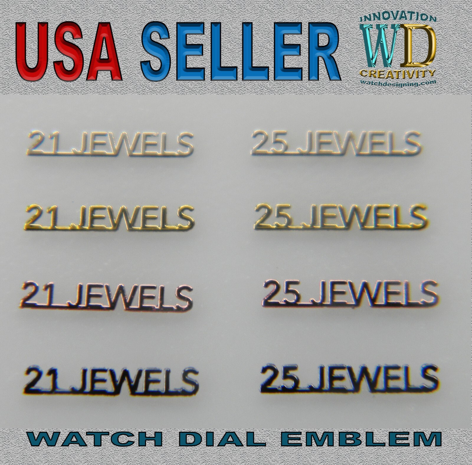21 25 Jewels Micro logo emblem watch Metal Steel 3D Silver gold rose gold MOD