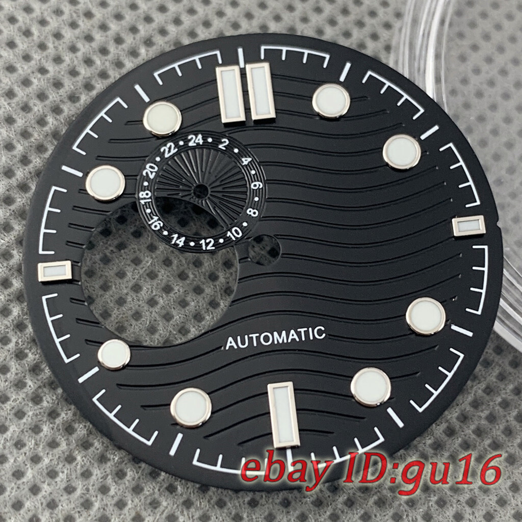 31mm Sterile White Black Blue Watch Dial Green Luminous Fit NH39/NH39A Movement