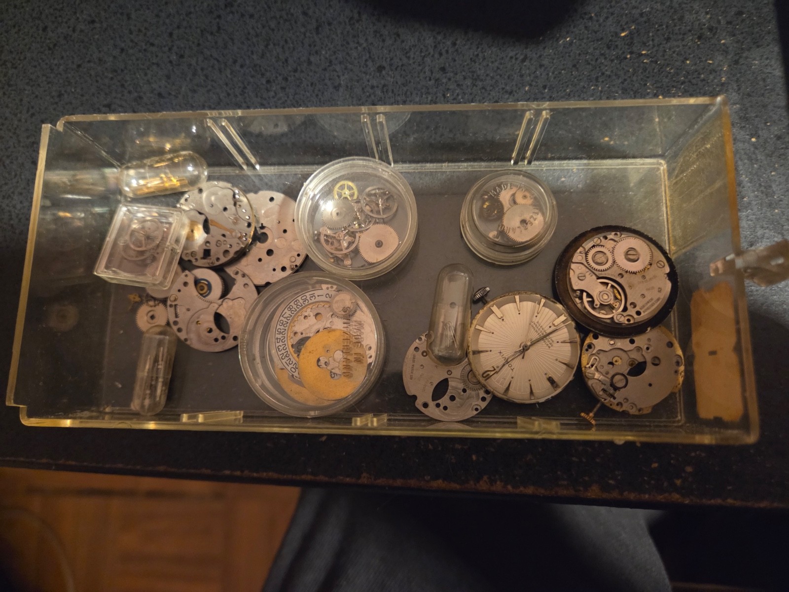 Ebosa 65 Swiss vintage. Movements & plates, parts, balance wheels. Read.
