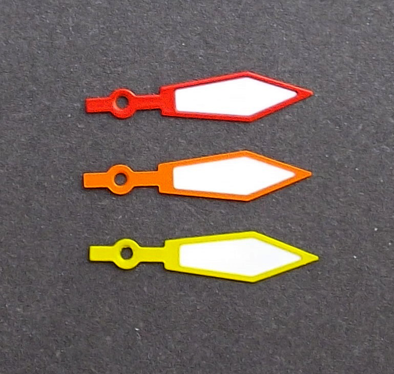 HAND SET ETA 2824-2 SWISS AUTOMATIC RED / ORANGE / YELLOW 2836 LUME DIVER HANDS