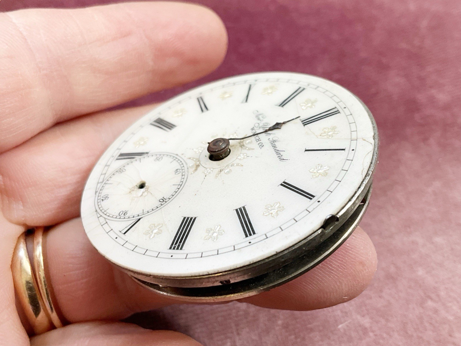 Antique New York Standard Pocket Watch Movement 43.5mm AS IS Parts/Repair