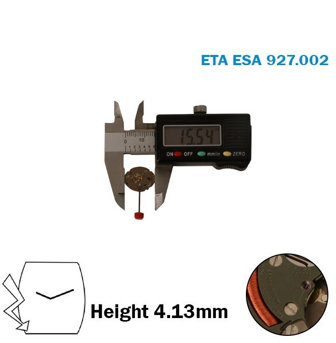 ETA/ESA 927.002 Swiss Quartz movement, H:4.13mm, Without Disk, 2 Hands, 6 Jewels
