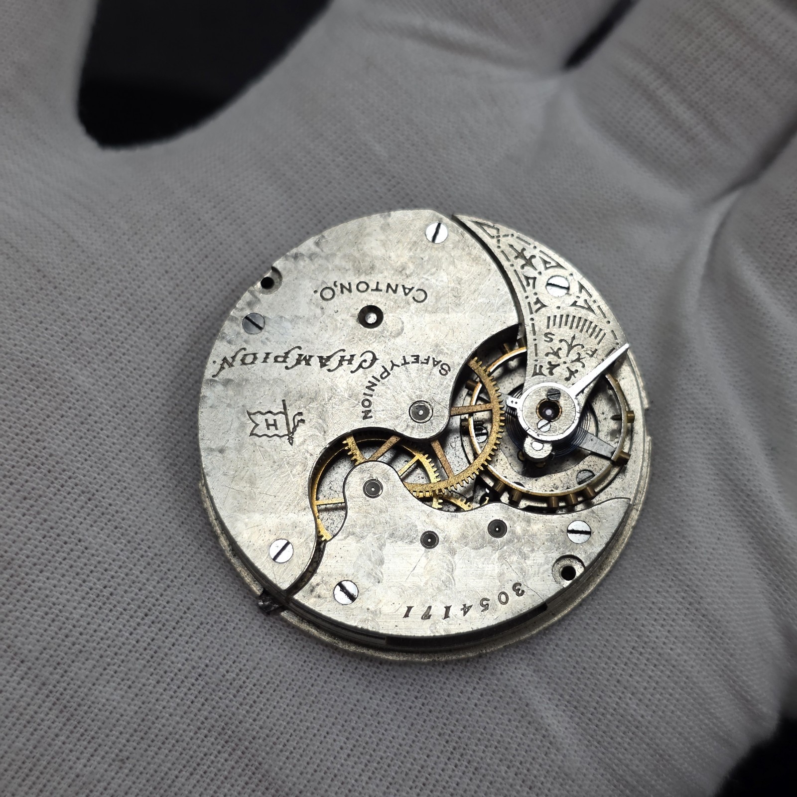 1913 Hampden champion H (in flag) hampden – Pocket watch movement 16s 7 Jewel