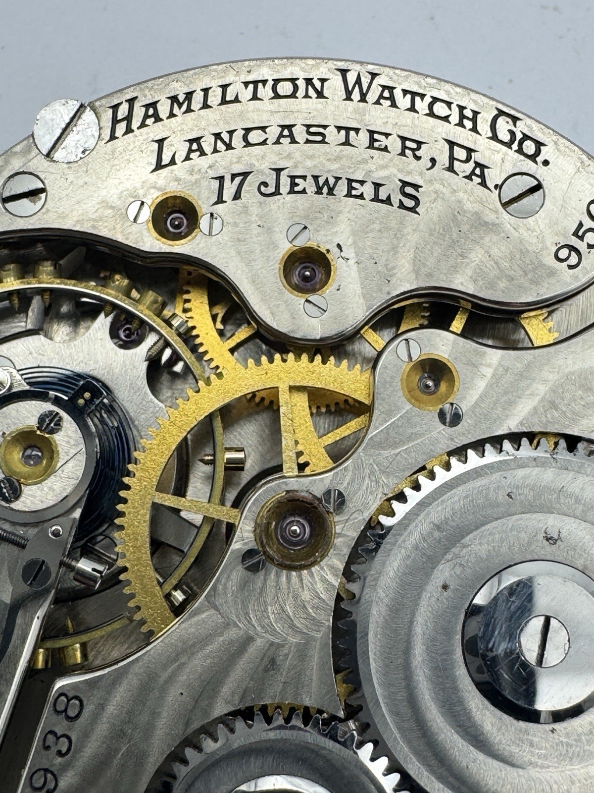 Vintage Hamilton 16s 17J 956 Pocket Watch Movement For Parts Or Repair