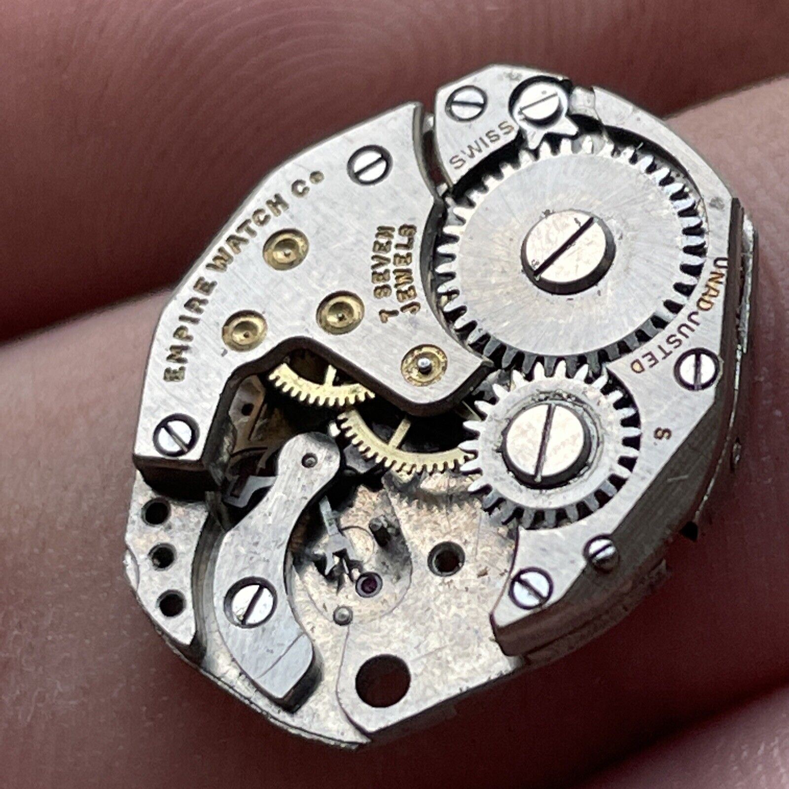 VTG Empire Watch Co. 7 Jewels Swiss Unadjusted Movement PARTS
