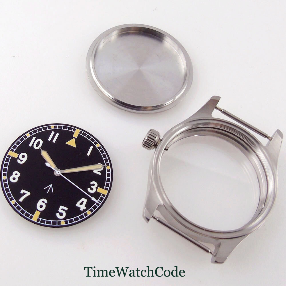 Fits NH34 NH35 ETA2824 PT5000 39mm Brushed Watch Case Sapphire Glass Black Dial