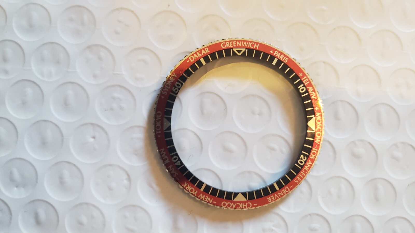 NEW Vintage 50’s 1960’s Clinton Cimier Watch Bezel World Cities 38mm Red Black