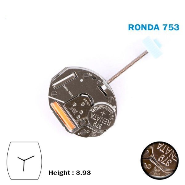Ronda 753 Swiss Made Movement-3 Hands- Without Disk- Plated Silver-One Jewels.