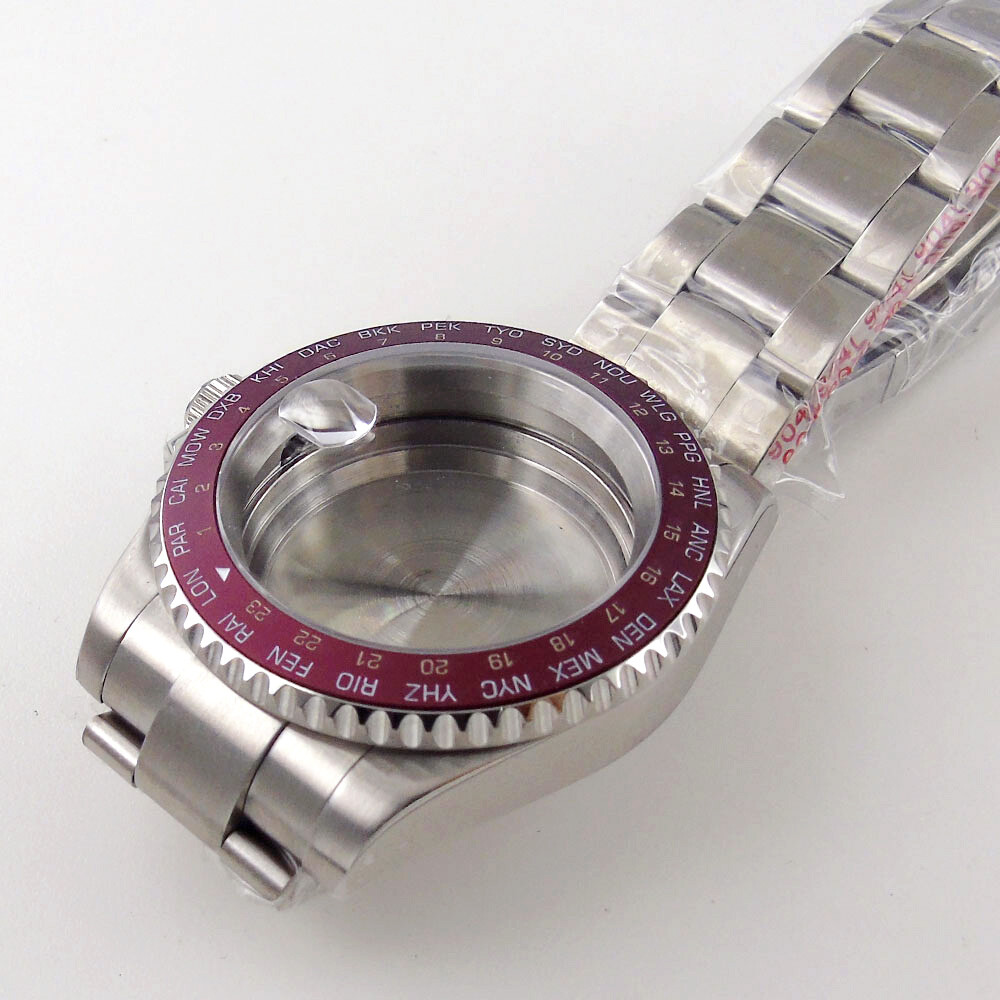 40MM SUB GMT Watch Case Ceramic Bezel Sapphire Glass Fit NH34A NH35 NH36 2824