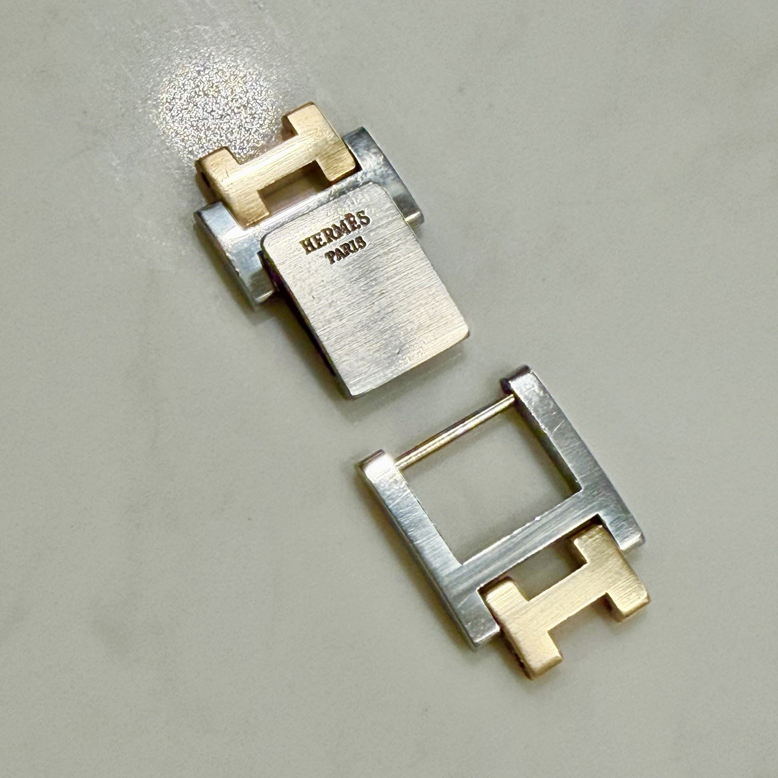 Genuine Hermès Clipper 18mm Two Tone Clasp Set Men’s Bracelet