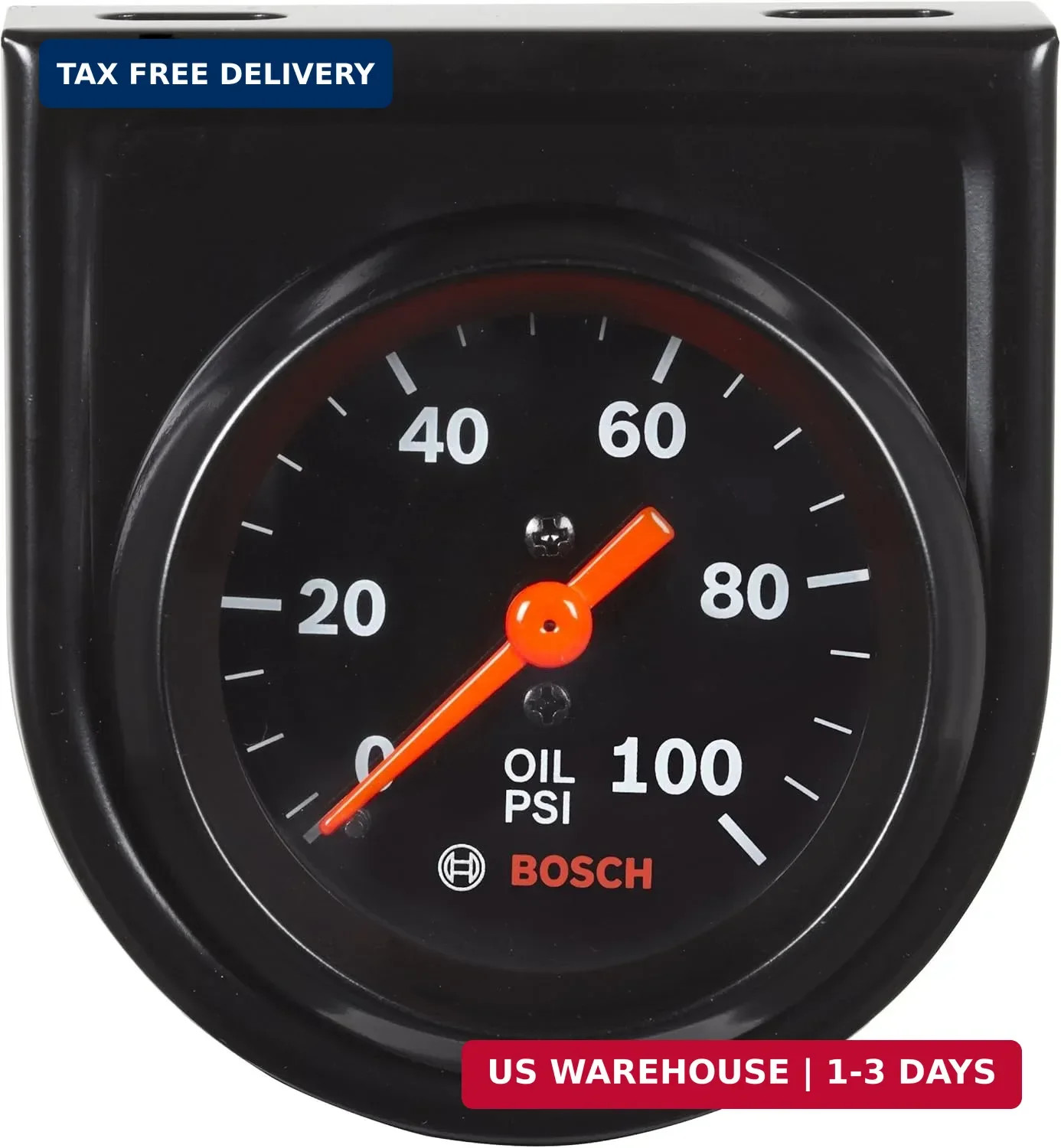 BOSCH SP0F000052 Style Line 2″ Mechanical Oil Pressure Gauge (Black Dial Face, B