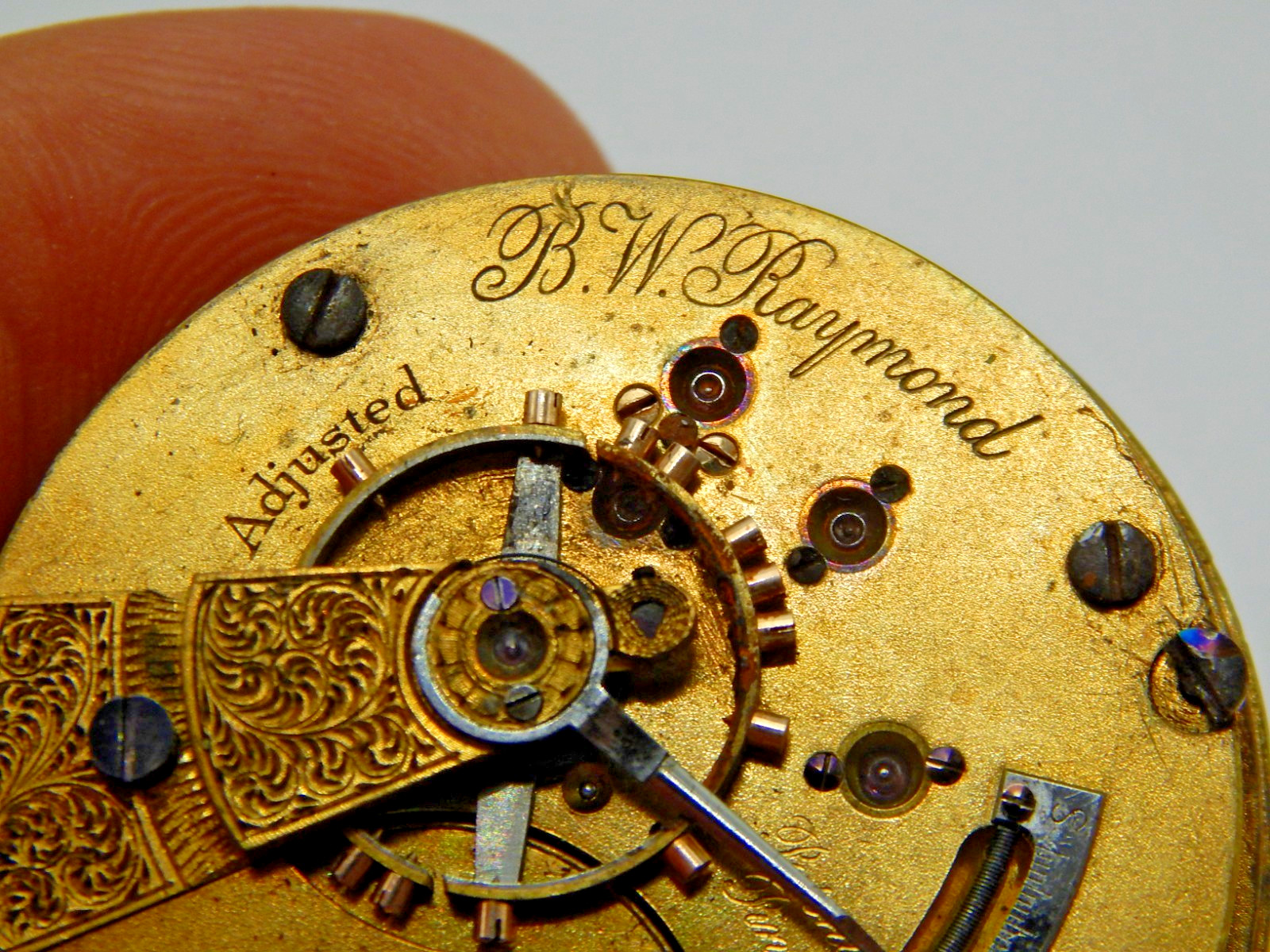 Antique Pocket watch movement Elgin Key Wind Railroad Grade 70 BW Raymond 18S 15