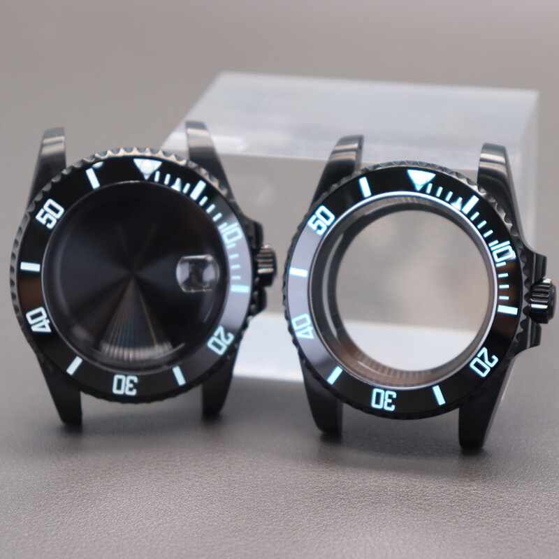 40mm black Watch Case 3C Luminous Ceramic For Seiko Nh35 36 Movement 28.5mm Dial