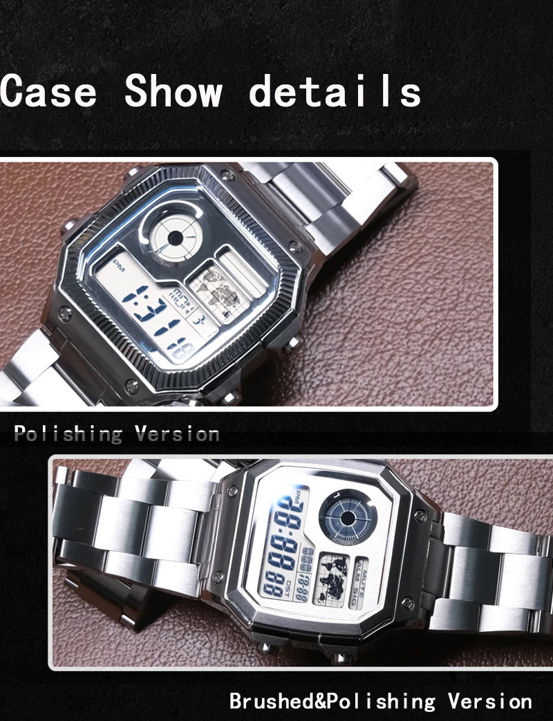 Royale Mod Compatible with Casio AE1200 Watch Case 316LSS V1 Back Cover Combo