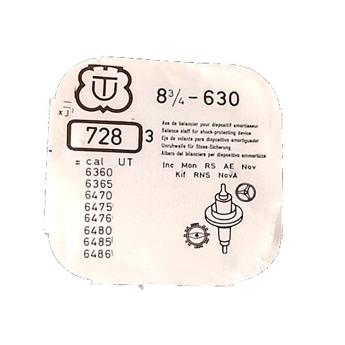 UT Unitas 630 6360 6365 6470 6475 6476 Balance Staff watch part #728 (3-pack)