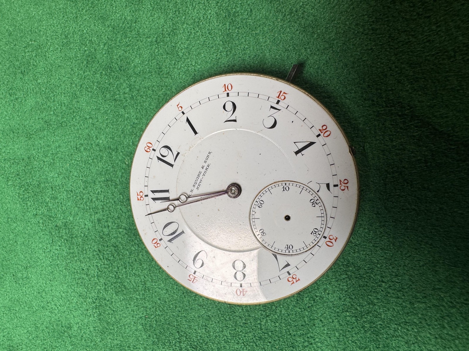 Vintage H N Squire & Sons Pocket Watch Movement 43.30mm Agassiz Parts New York