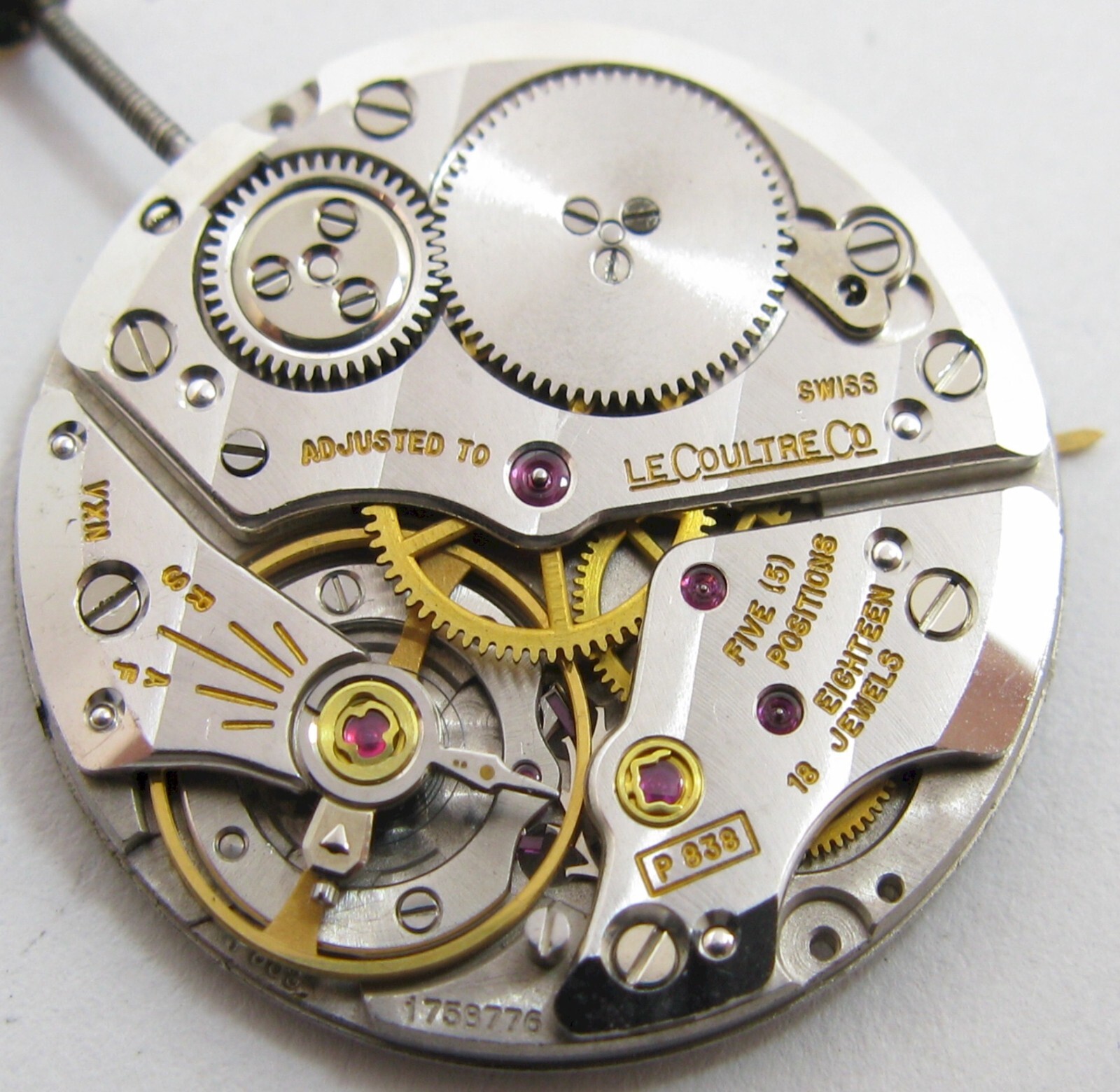 LeCoultre VXN P 838 18 j. 5 adj. Watch Movement & hands for project or parts …