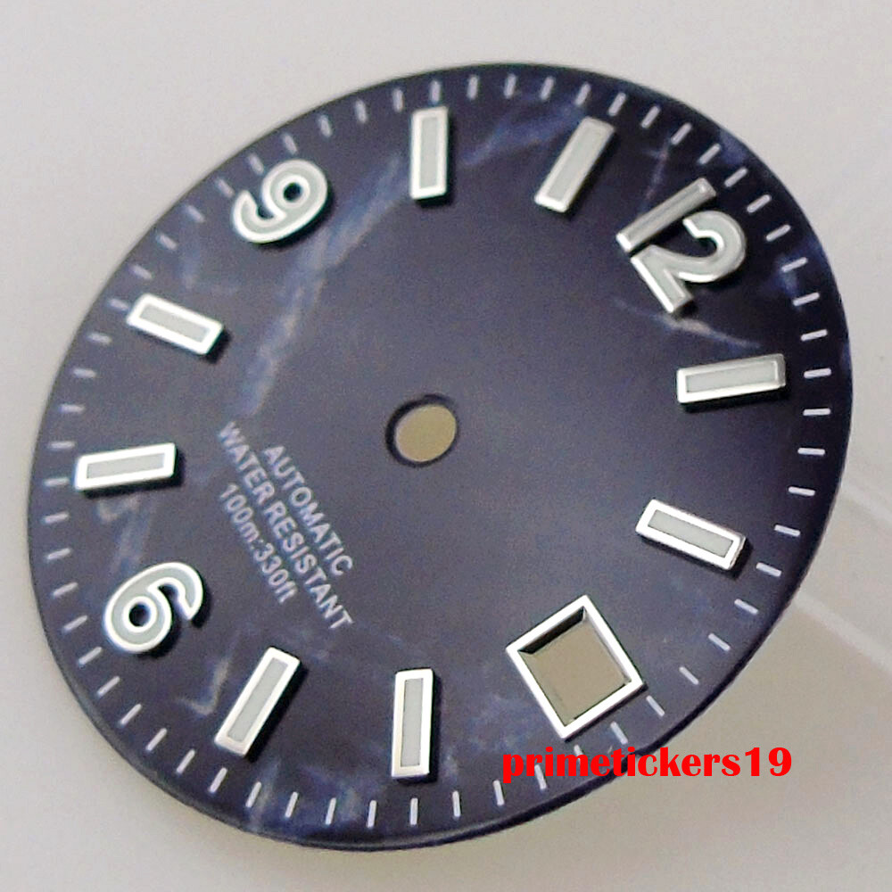 29mm Black/Blue/Green Sterile Watch Dial Date Hands Set Fit NH35 NH35A Movement