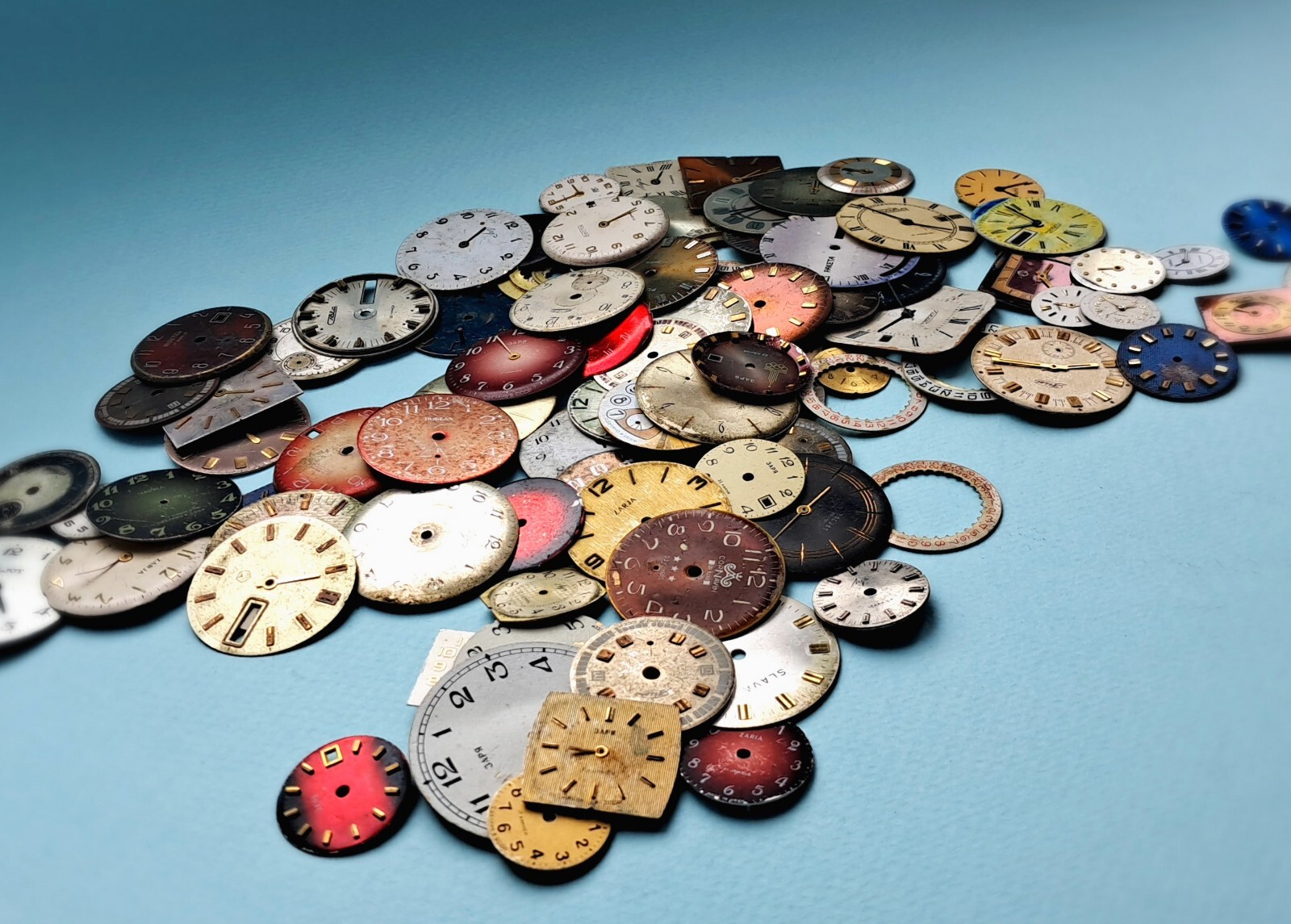 Vintage Watch Dials Lot 150g – Steampunk Art Supplies – Antique Faces for watch
