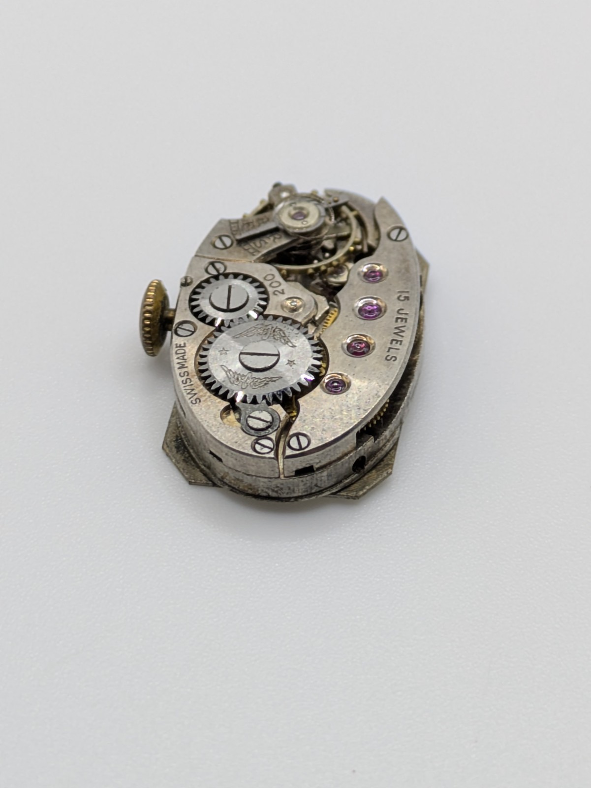 Cal. 200 Rotary Swiss Manual Wind Watch Movement 15 Jewels Parts Repair 17mm