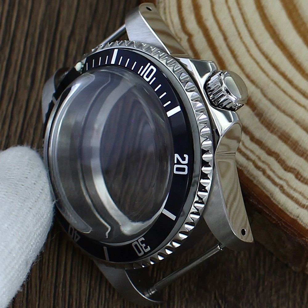 Steel 38mm Watch Case Silver Modify SUB Mod Sapphire 10ATM For Seiko NH35 36 38