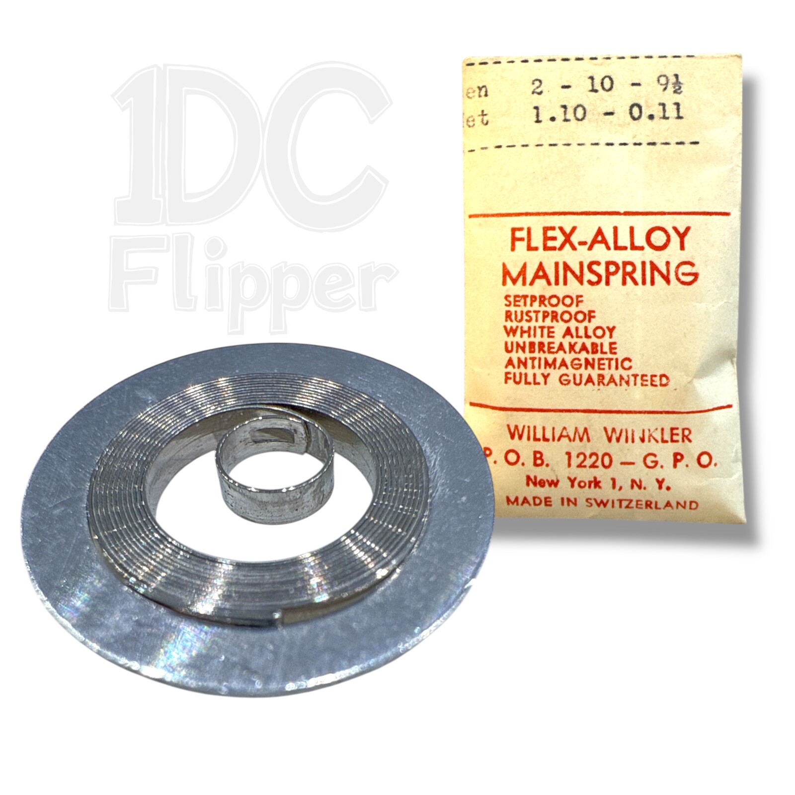 Mainspring 1.10 x 0.11 x 9.5 Alloy Watch Part Denn. 2 x 10 x 9 1/2 NOS Read!