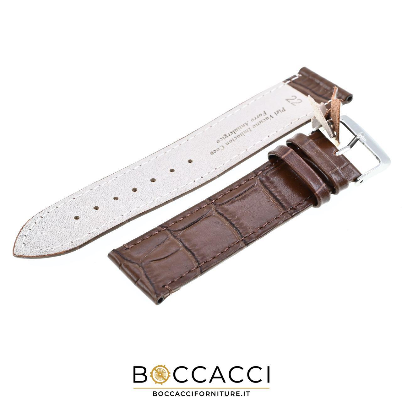 DILOY 18mm Dark Brown Leather Unpadded Alligator Print Strap (…