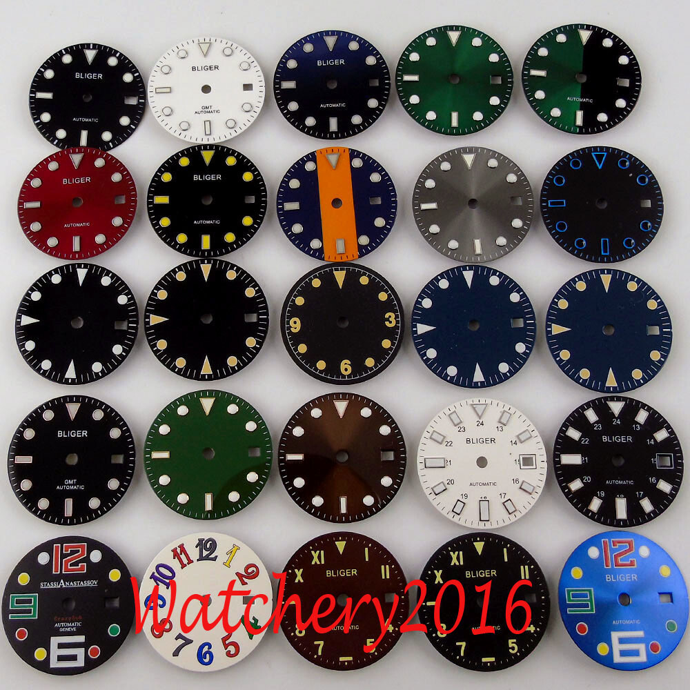 28.5mm Luminous Blue Black White sterile Watch Dial fit 2836 2824 2813 3804Miyot
