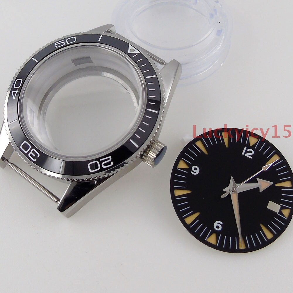 41mm Watch Case Dial Hands Fit for NH35A movement Sapphire Glass ceramic bezel