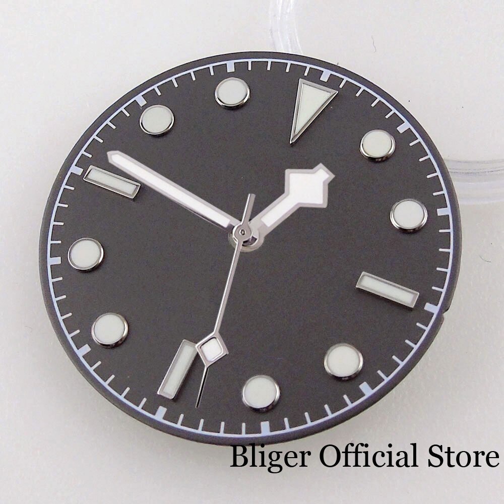 BLIGER 29mm Black Gray Watch Dial Snowflake Hand Fit NH35 NH36 NH38 Without Date