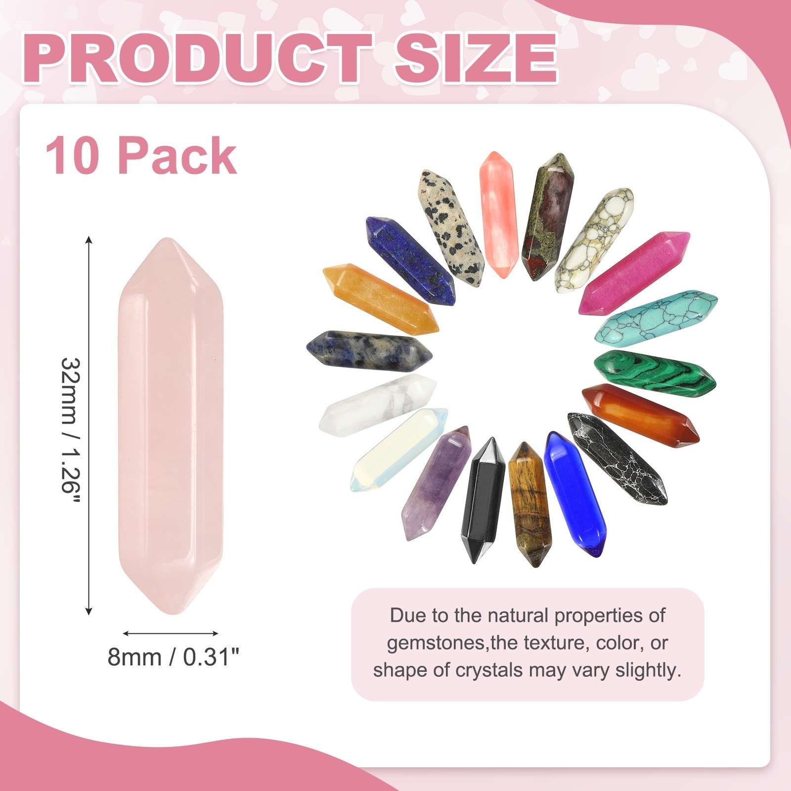 10 Pack Rose Quartz Crystals, Polished Crystals Bulk