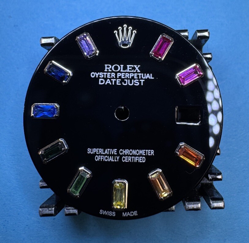 Rolex Mens Datejust Custom Rainbow Gem Baguette Dial For 16014 16234 & 116234