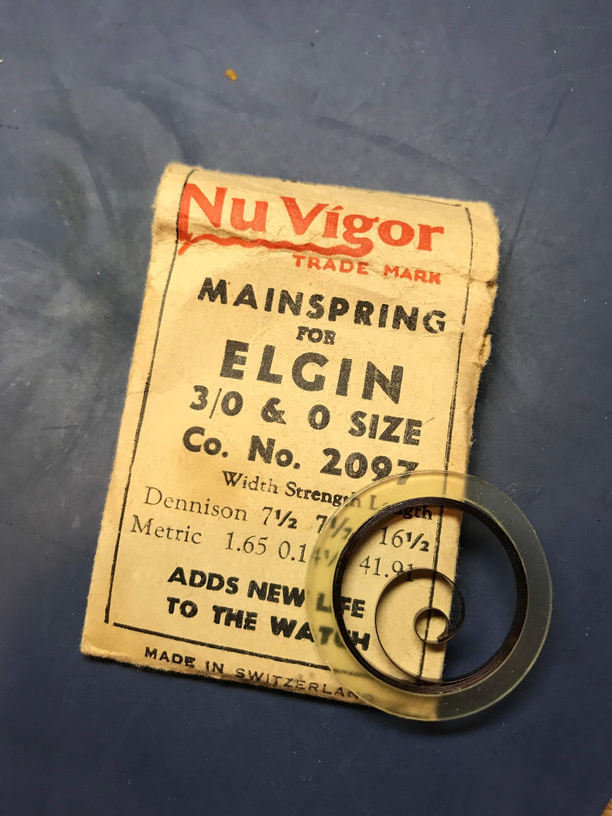 NuVigor Mainspring #102 for Elgin 0s & 3/0s No. No. 2097 – Steel