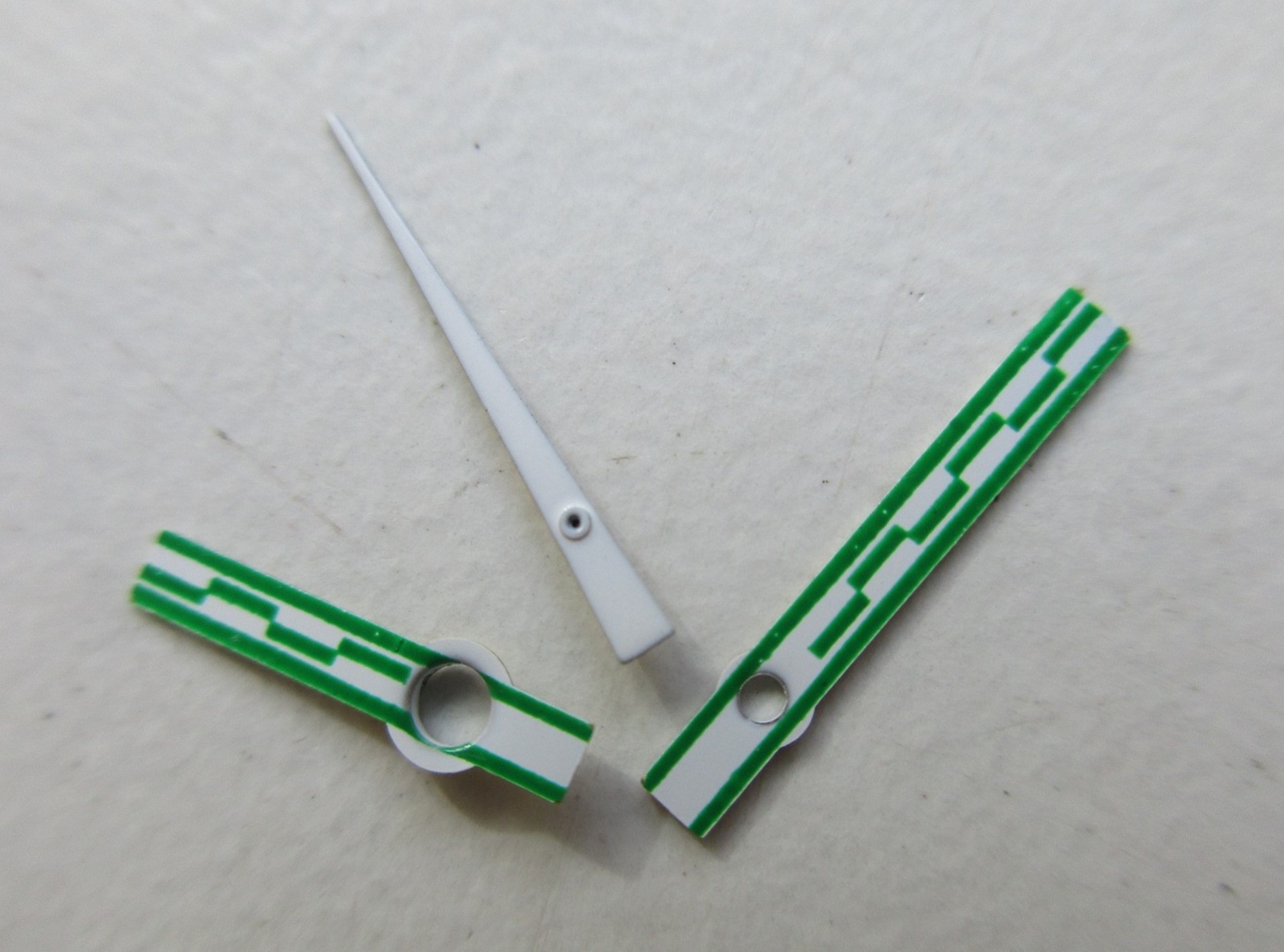 Set of 3 Green-white Sport Rally ~ racing watch hands AS cal. 2063 – 150/90/21