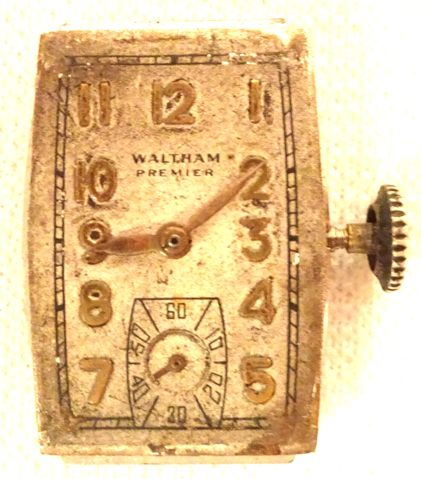 Waltham Premier Wristwatch Movement 17J Antique Men’s Parts or Repair