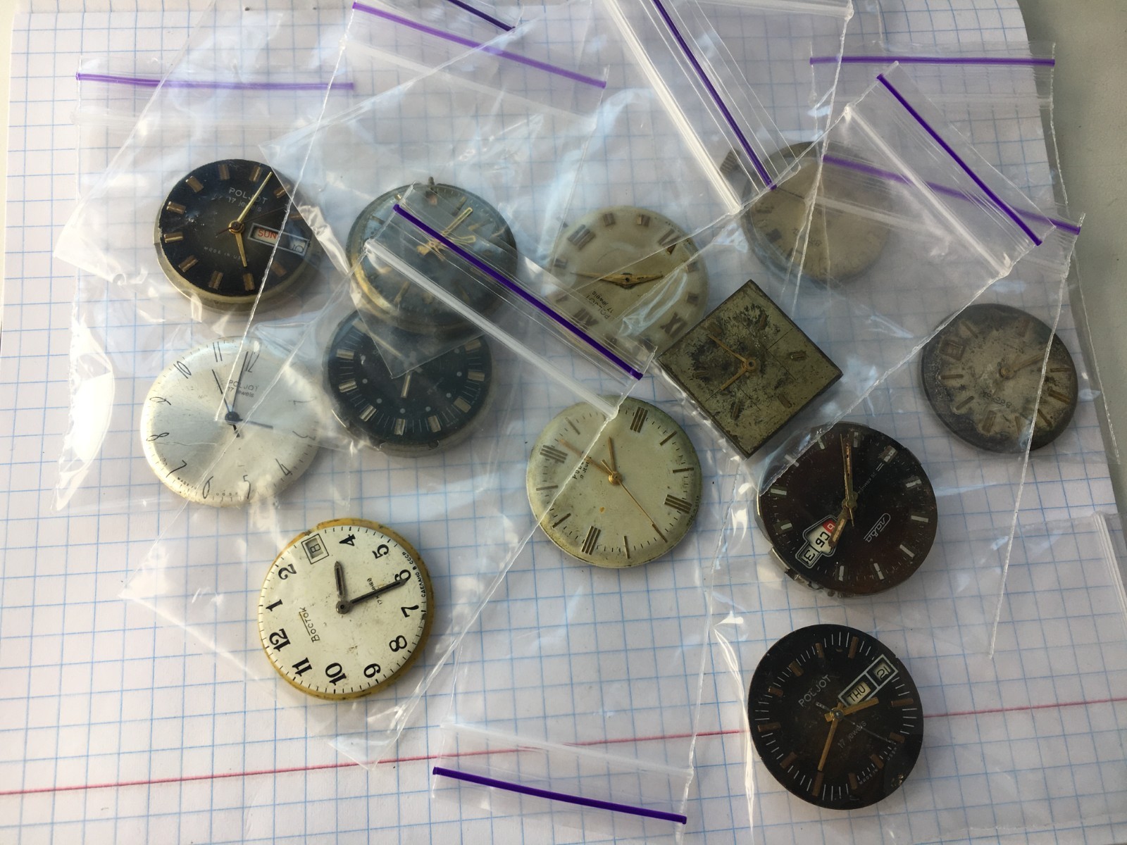 MOVEMENTS (12pcs) FOR MENS WRIST WATCH Slava Vostok Poljot USSR for parts