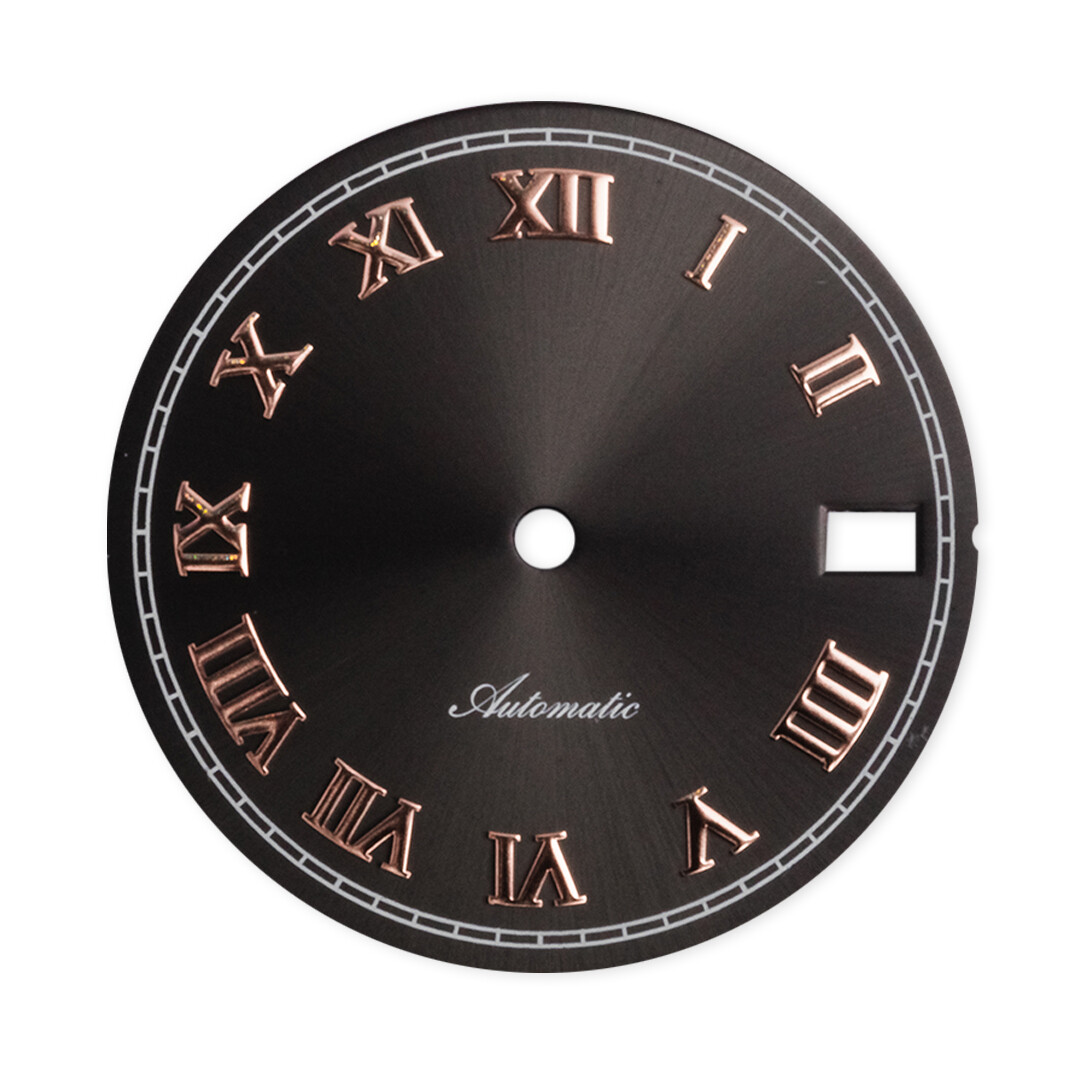 D1020 Dial – Rose Gold Roman Numeral (Date) – Slate Black