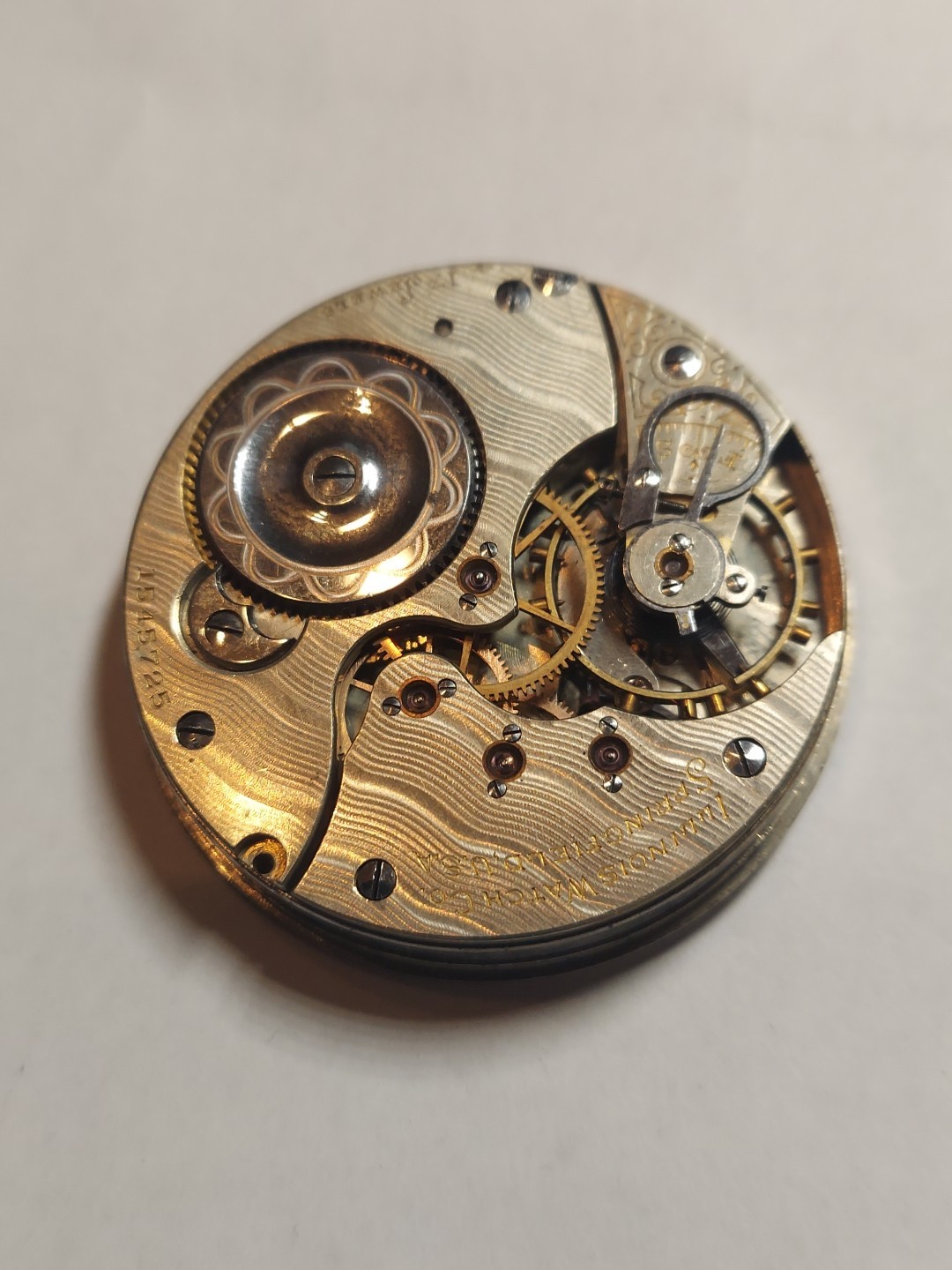 Illinois Springfield P.W.Movement U.S.A Mens 17 Jewels Art Deco Enamel Dial