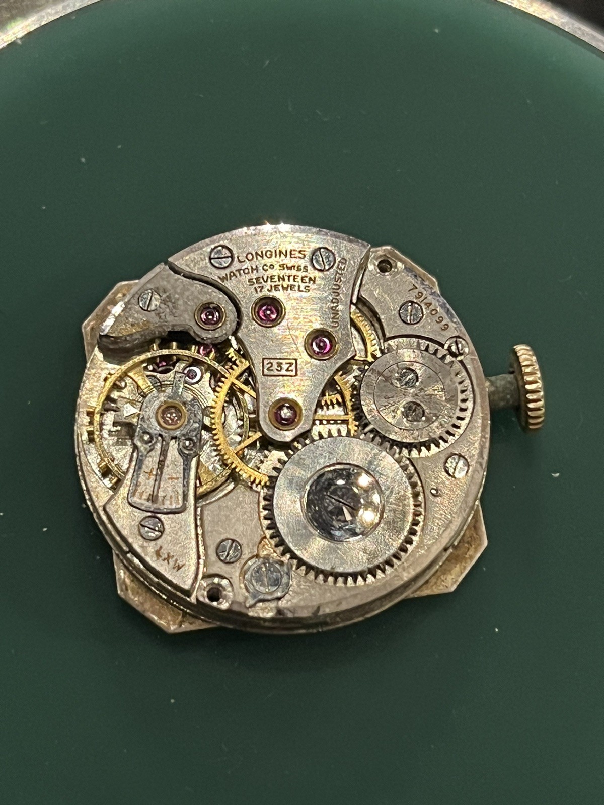 GOOD BALANCE Longines Cal. 23Z Watch Movement 17j With Dial Stem And Crown