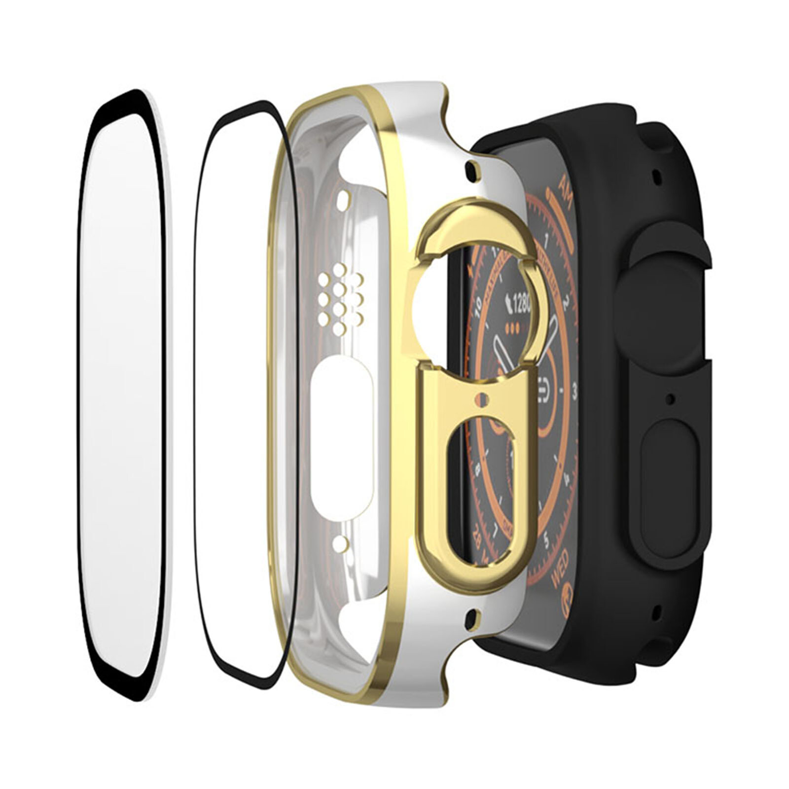 49MM PC+Tempered Glass Integrated Waterproof Watch Case for iWatch Ultra 2/Ultra