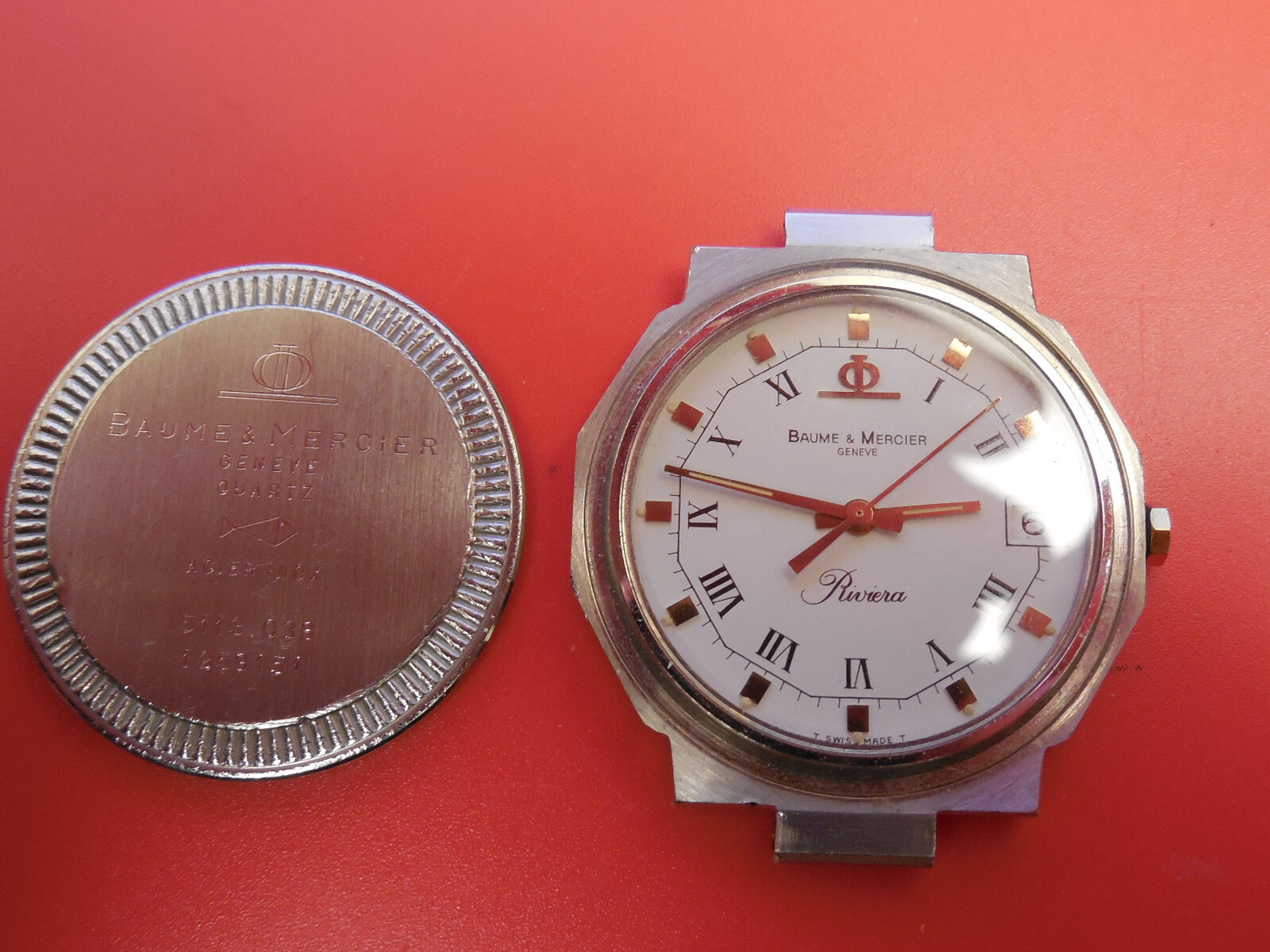 NON WORKING BAUME MERCIER 33MM RIVIERA DATE FOR PARTS OR REPAIR PROJECT