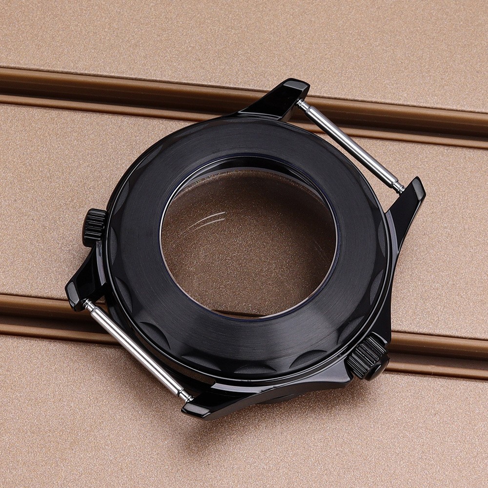 PVD Black 41mm Watch Case 316L Stainless Dual Crown Structure For SeikoNH36 NH35