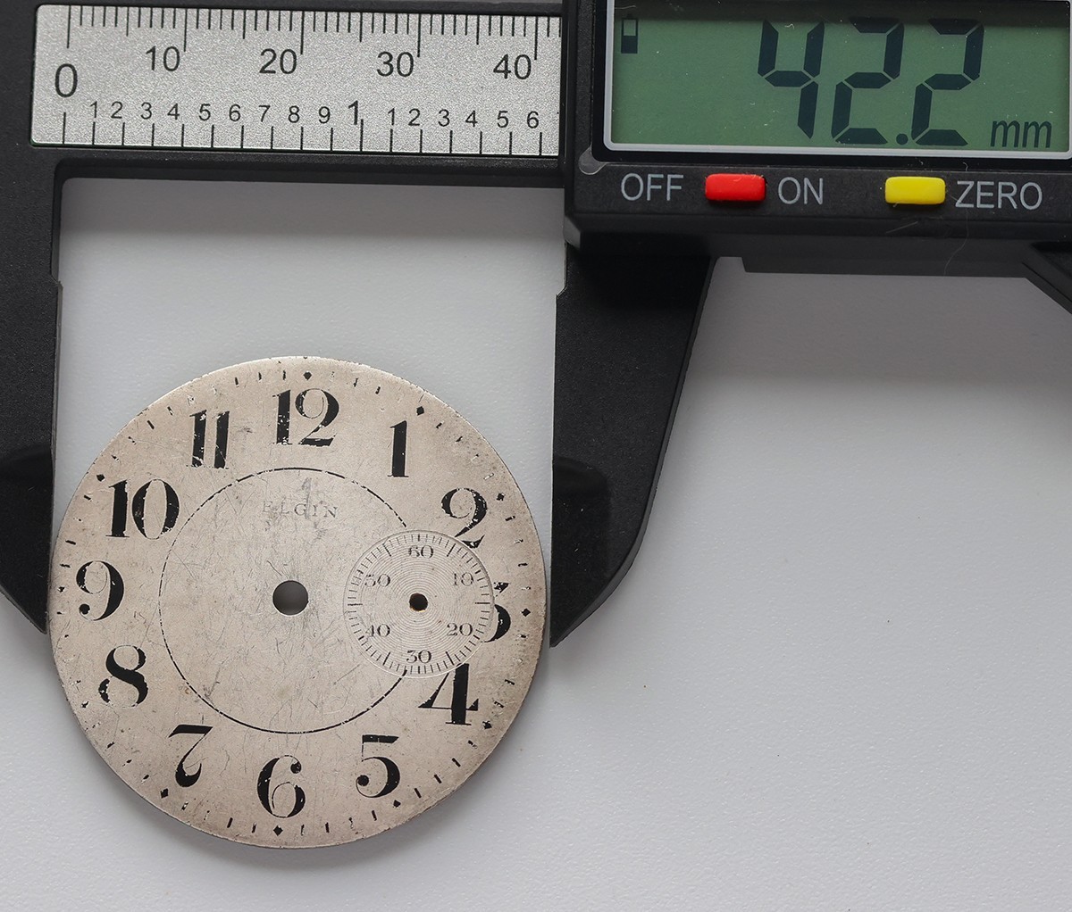 Elgin Pocket Watch Dial with Small Seconds 42.2mm Parts Repair Vintage Antique