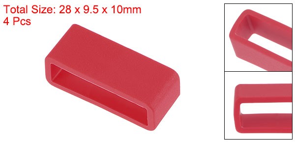 Watch Band Strap Loops Silicone for 24mm Width Watch Band, Red 4 Pcs