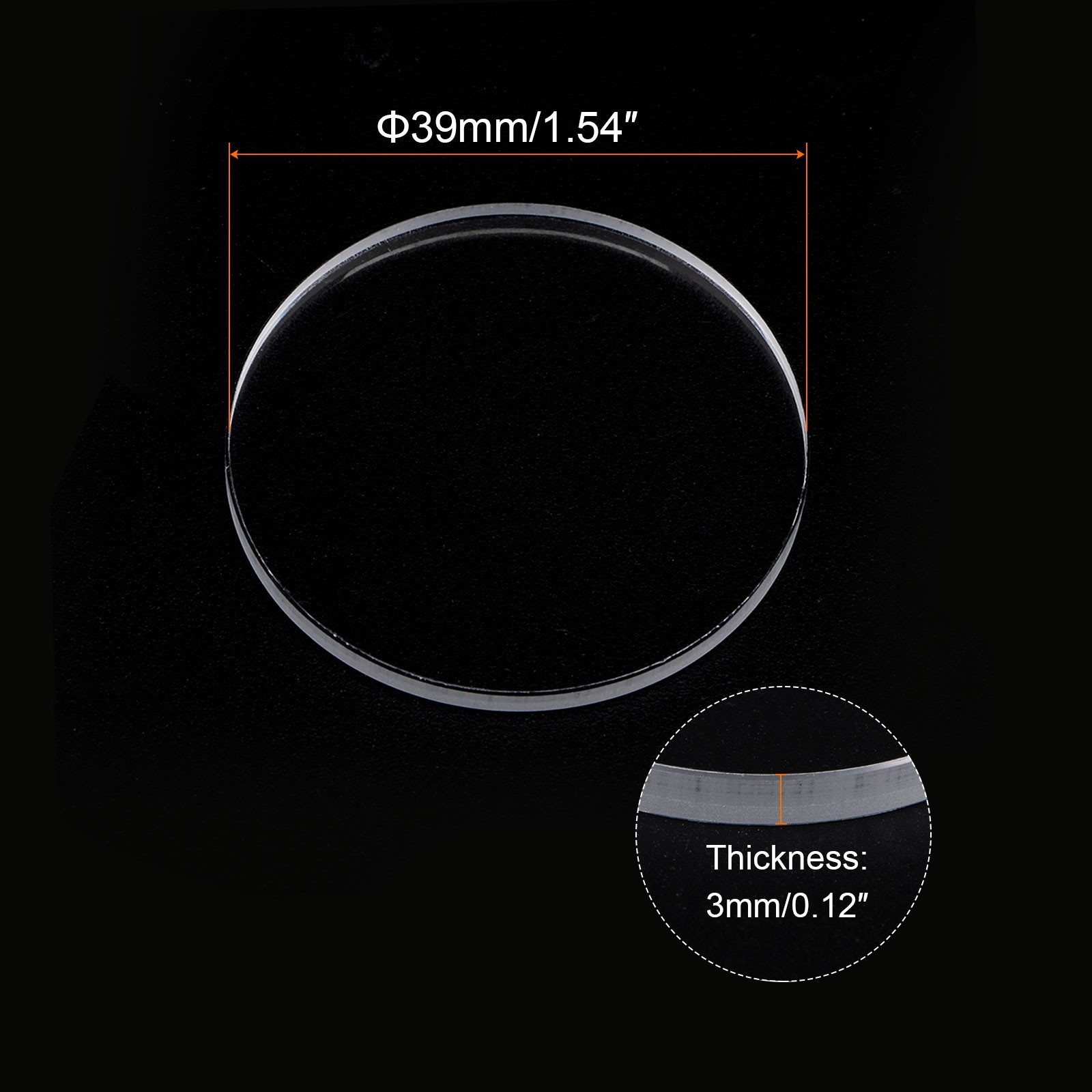 2pcs 39mmx3mm High Transmittance Watch Crystal Lens Glass Round Flat Mineral