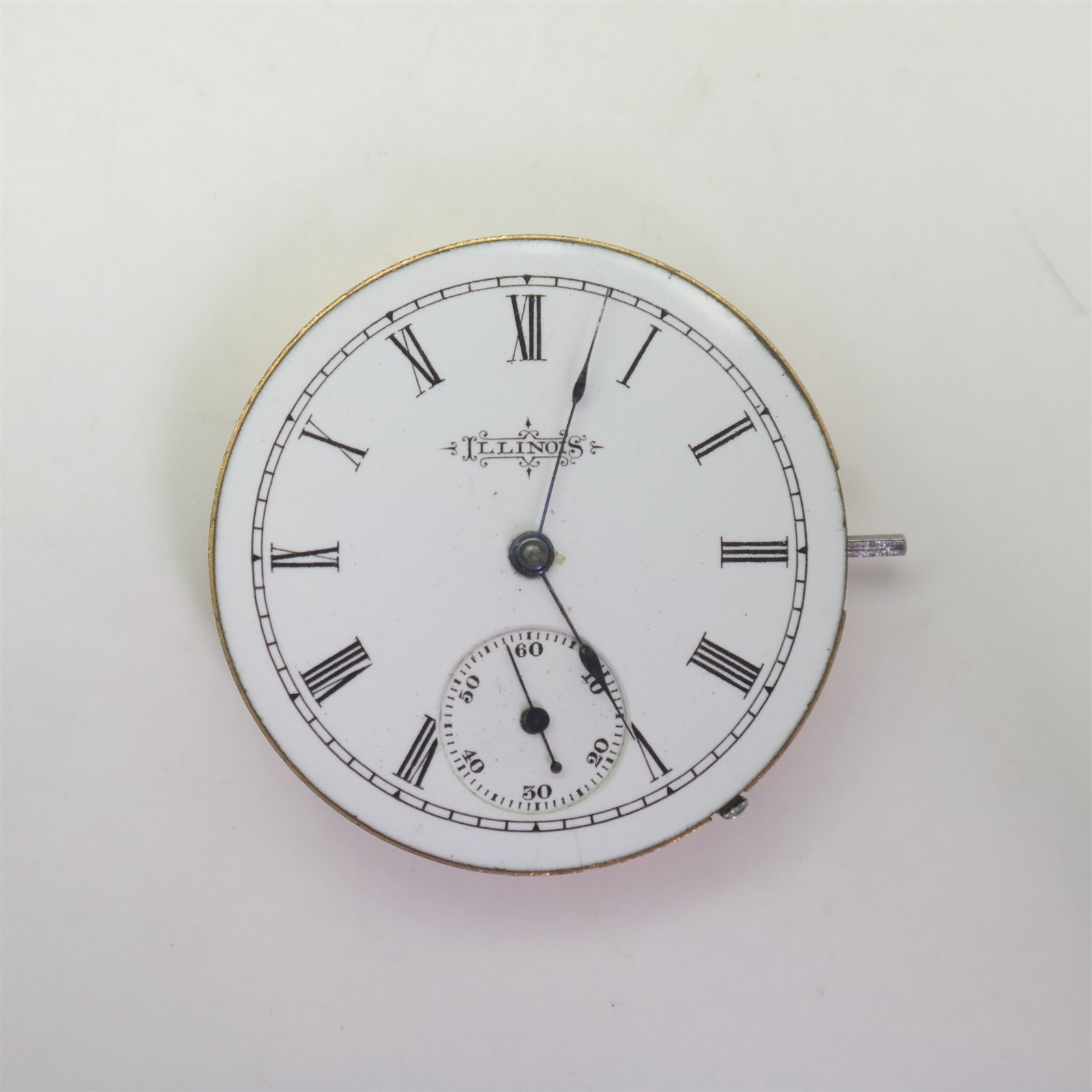 Vtg Illinois Pocket watch movement W/ Dial & Hands Springfield 787950 (READ)