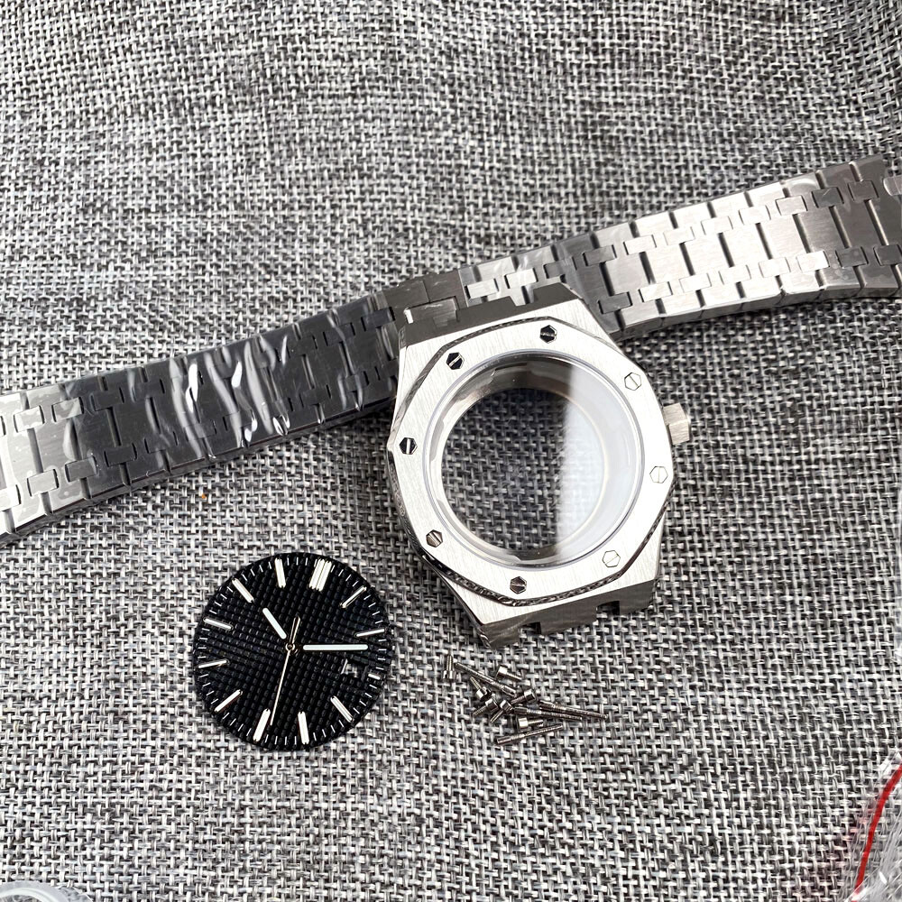 42mm Brushed Watch Case Bracelet Fit NH35 NH36 Sapphire (case+strap+dial+hand)