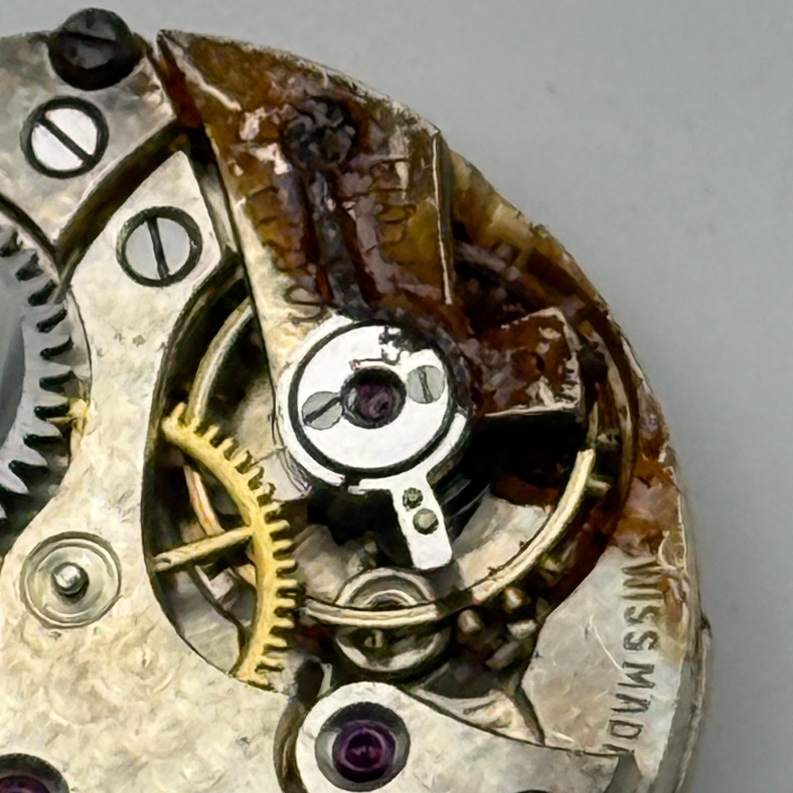 Buser Watch Movement B 15 Jewels Swiss 2 Adj Manual Wind Vintage Parts Repair