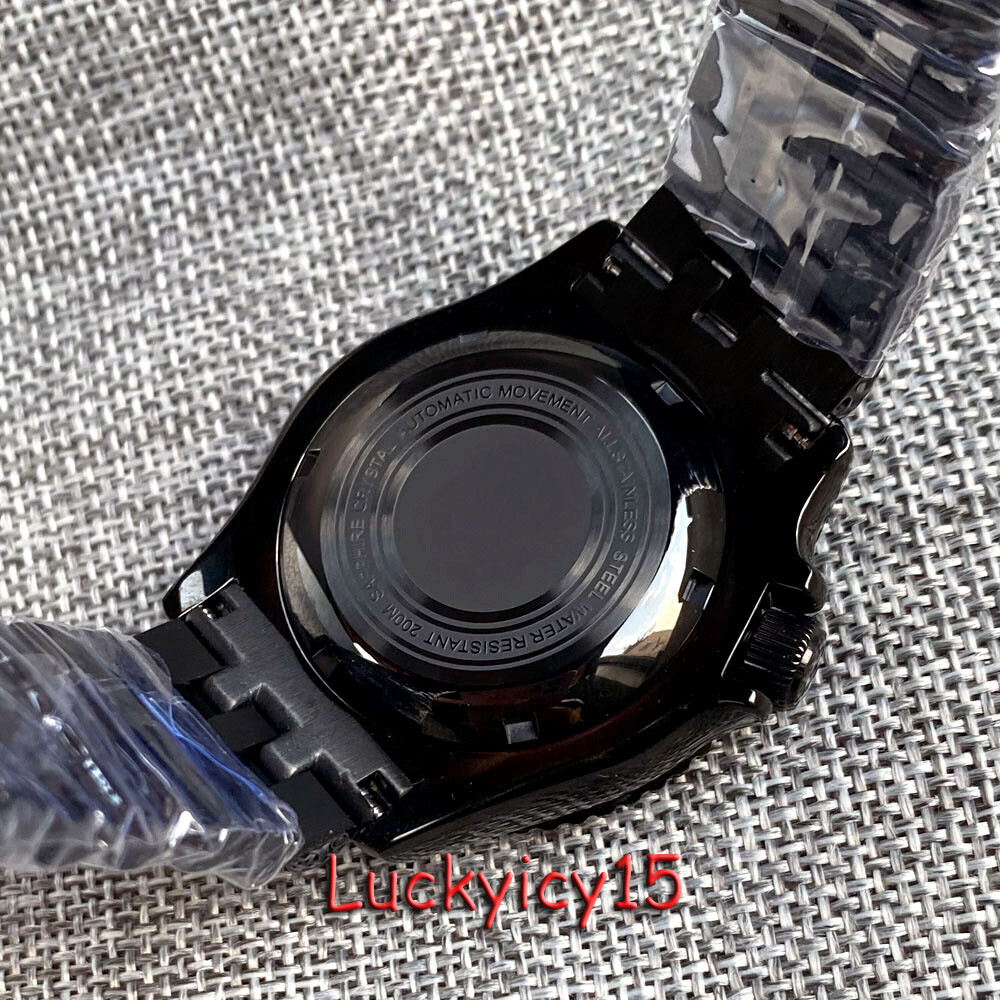 Tandorio 41mm Black PVD Mens Watch Case Dive 20ATM Waterproof fit NH35 SKX007